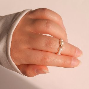 انگشتر مروارید گوی طلا مدل 2