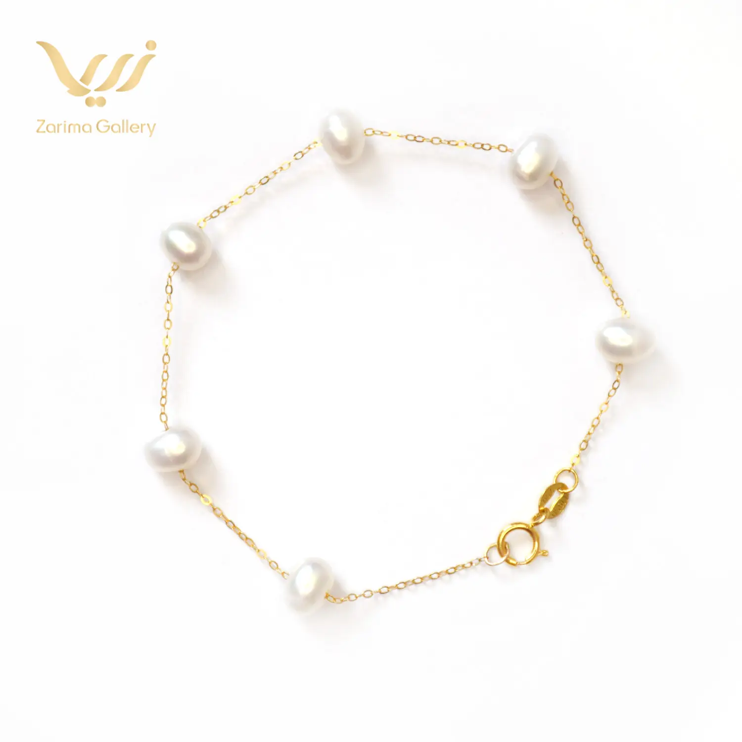 دستبند طلا زنجیر و مروارید