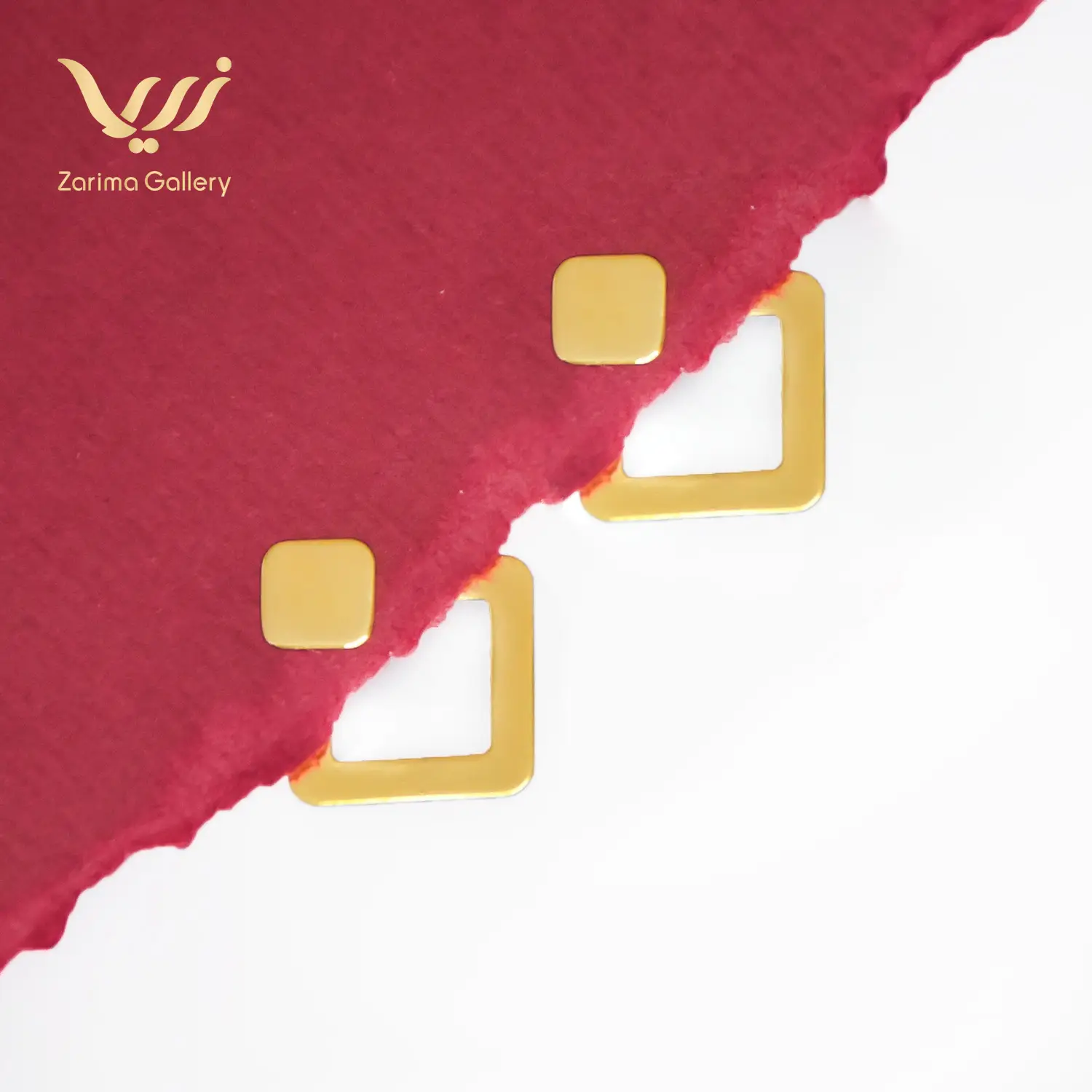 گوشواره طلا دو تکه مربع 