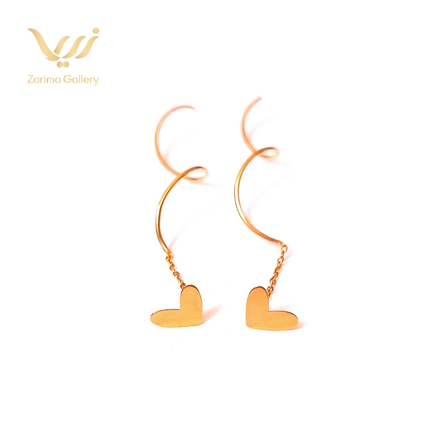 گوشواره طلا کرلی طرح قلب 