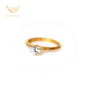 انگشتر طلا تک نگین گرد آریس