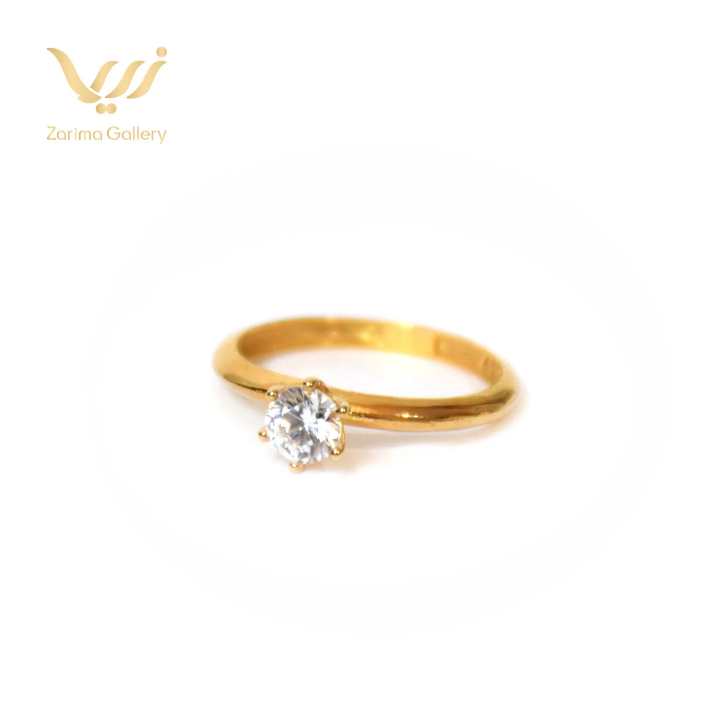 انگشتر طلا تک نگین گرد آریس