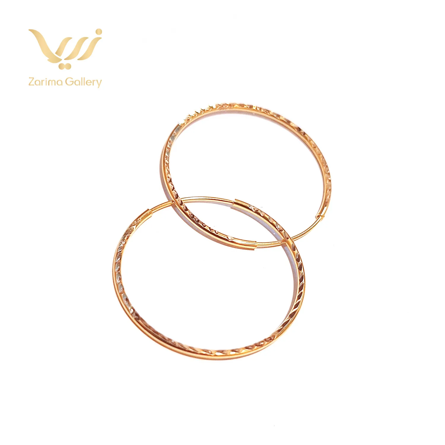 گوشواره طلا بزرگ حلقه ای تراش دار 