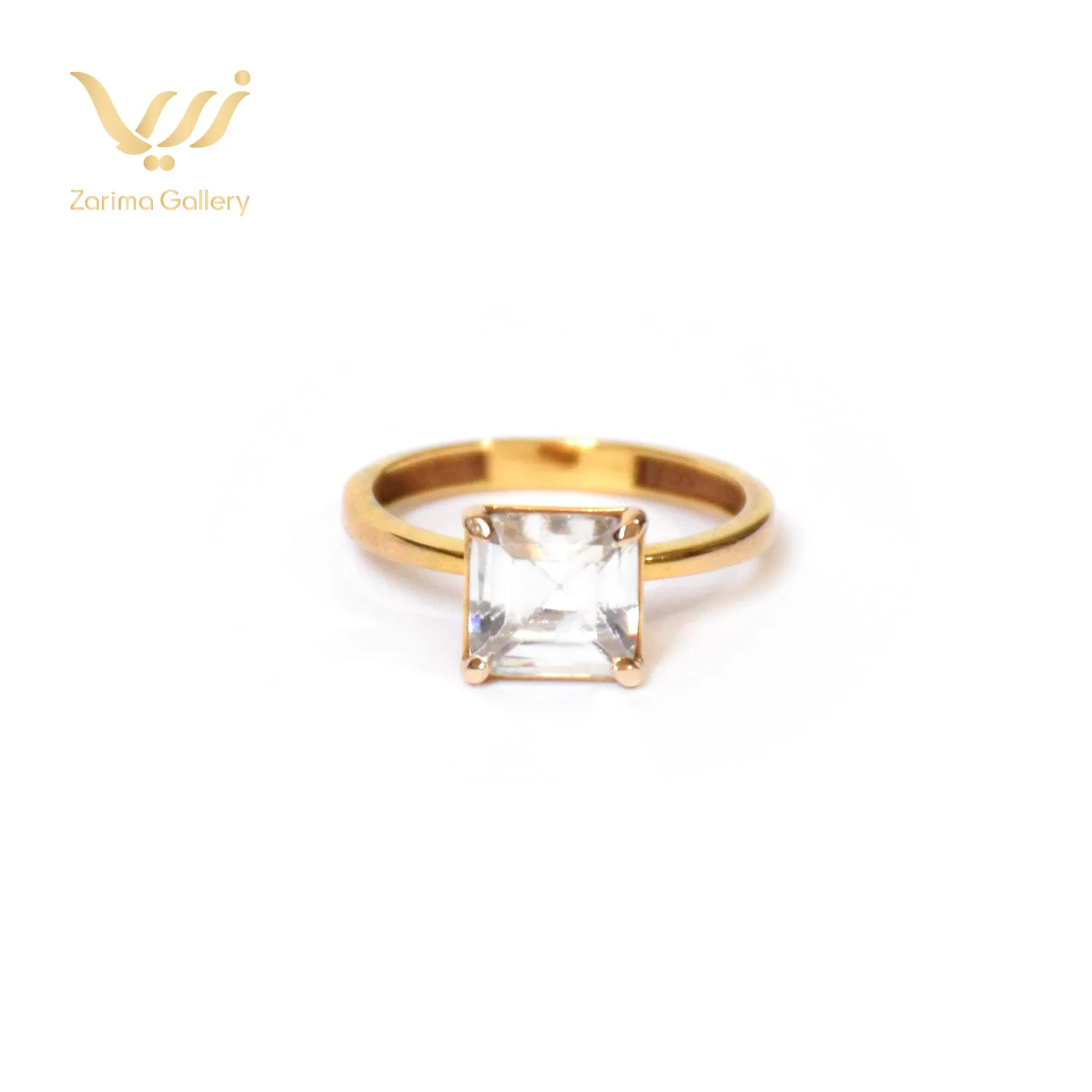 انگشتر طلا تک نگین مربع زرنا
